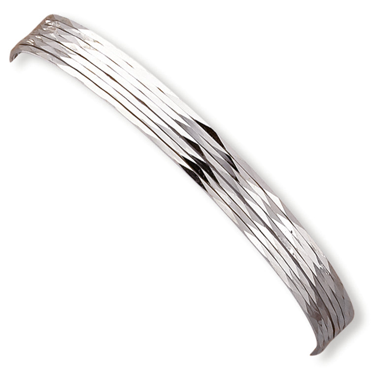 Sterling Silver 7.5mm Fancy Diamond-cut Slip-On Bangle Bracelet