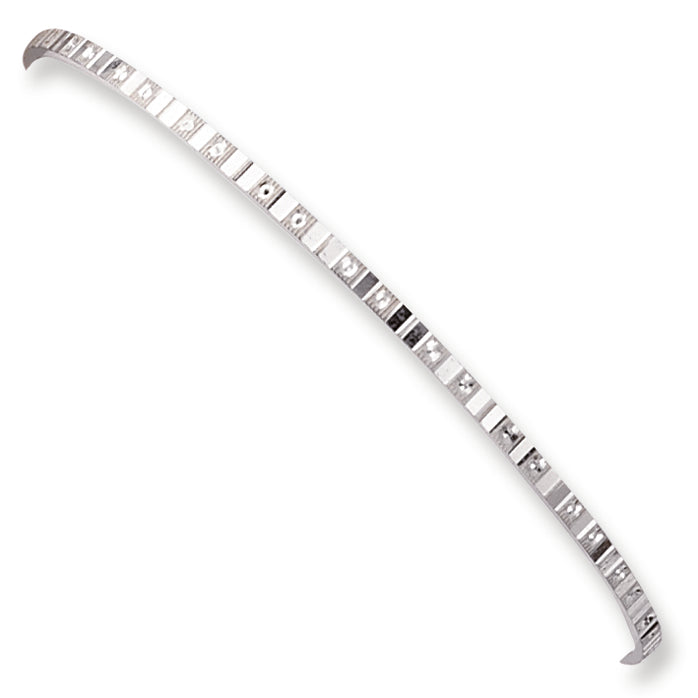 Sterling Silver 2.25mm Fancy Diamond-cut Slip-On Bangle Bracelet