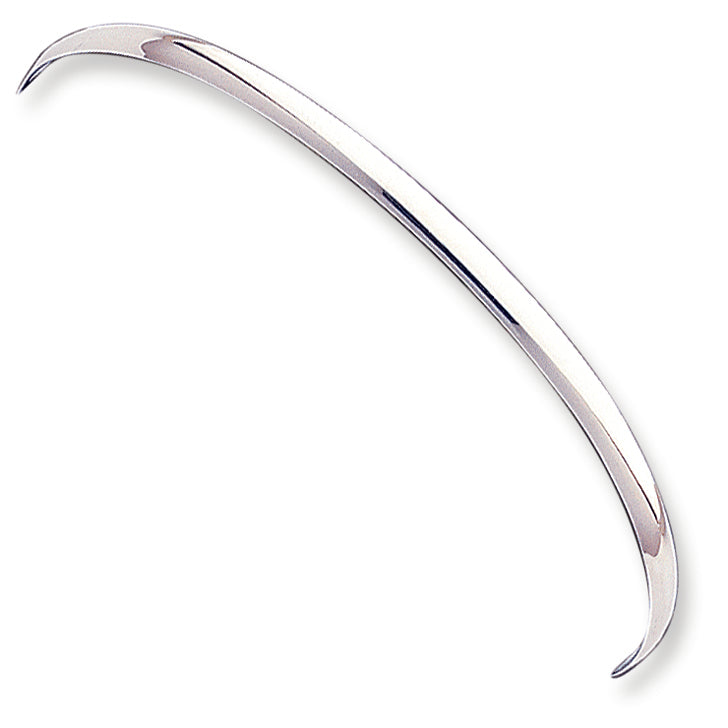 Sterling Silver 3mm Solid Polished Plain Slip-On Bangle Bracelet