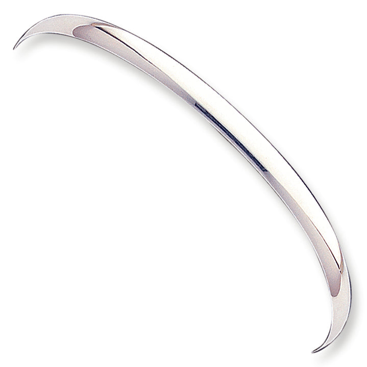 Sterling Silver 4mm Solid Polished Plain Slip-On Bangle Bracelet