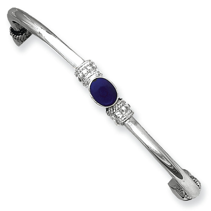 Sterling Silver 3.75mm Lapis Silp-on Bangle Bracelet