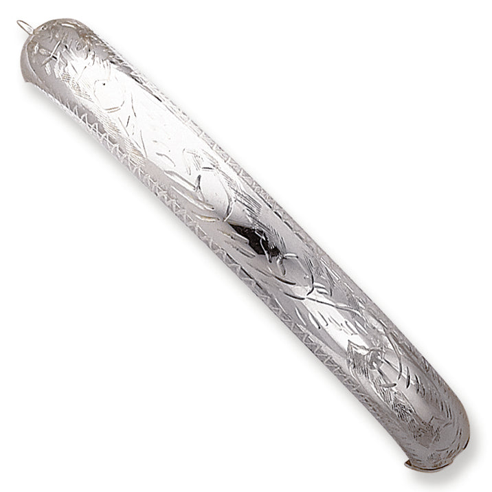 Sterling Silver 9.5mm Fancy Hinged Bangle Bracelet