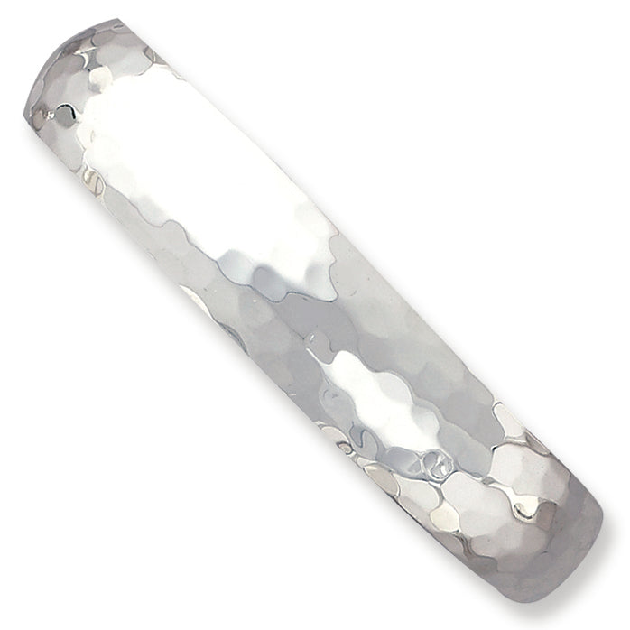 Sterling Silver 13.5mm Hammered Cuff Bangle