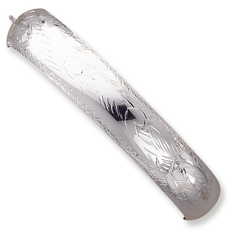 Sterling Silver 12mm Fancy Hinged Bangle Bracelet
