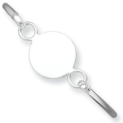 Sterling Silver Bangle w/Round ID Plate Bracelet