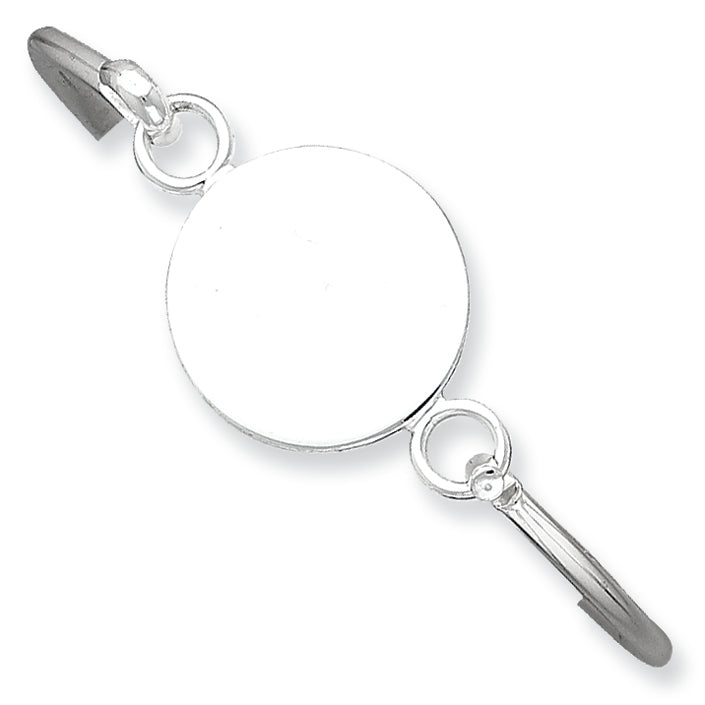 Sterling Silver Bangle w/Round ID Plate Bracelet