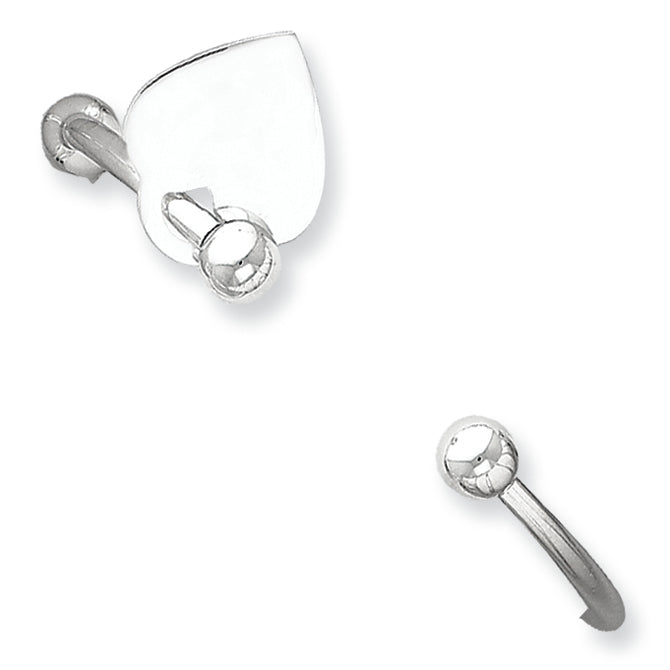 Sterling Silver 3mm Heart Bangle Bracelet