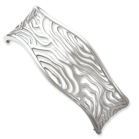 Sterling Silver Abstract Design 21mm Cuff Bangle