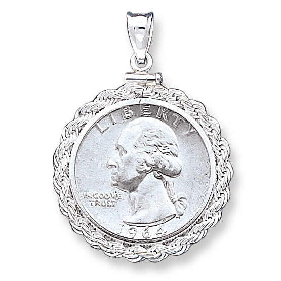 Sterling Silver 24.1 x 1.7mm $0.25 Rope Coin Bezel Pendant