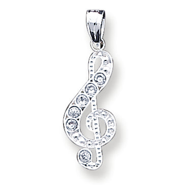 Sterling Silver CZ Treble Clef Charm