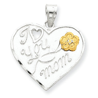 Sterling Silver I Love You Mom Heart Charm
