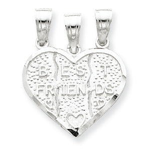 Sterling Silver Best Friend 3-piece break apart Heart Charm
