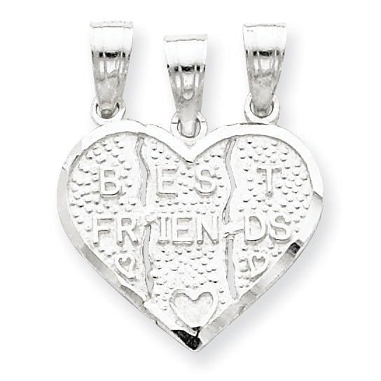 Sterling Silver Best Friend 3-piece break apart Heart Charm