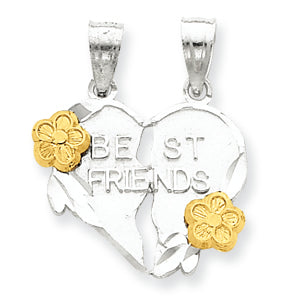 Sterling Silver Best Friends 2-piece break apart Heart Charm
