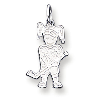 Sterling Silver Hockey - Girl Charm