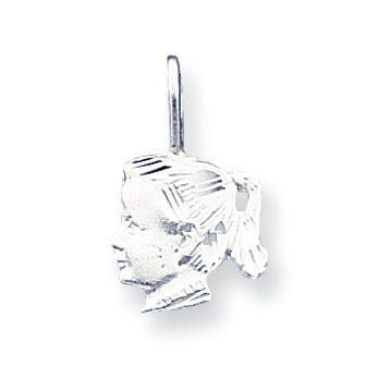 Sterling Silver Girl Head Charm