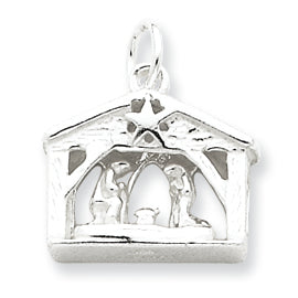 Sterling Silver Antiqued Manger Charm
