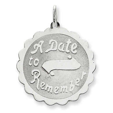 Sterling Silver A Date To Remember Disc Charm