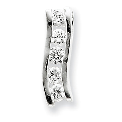 Sterling Silver 3mm CZ Wave Pendant