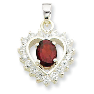 Sterling Silver Garnet & CZ Pendant