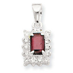 Sterling Silver Garnet & CZ Pendant