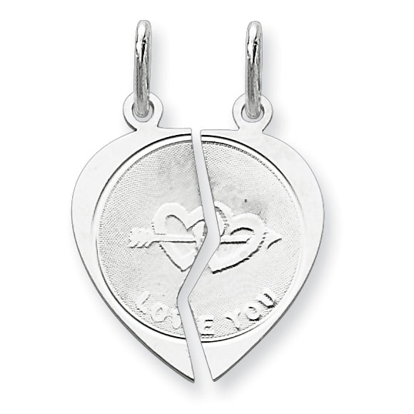 Sterling Silver 2-piece I Love You Disc Charm