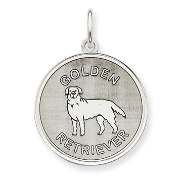 Sterling Silver Golden Retriever Disc Charm