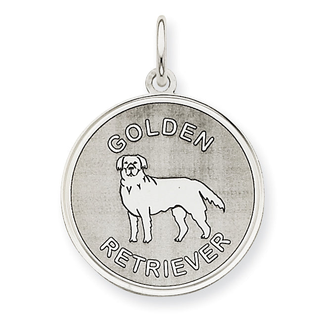 Sterling Silver Golden Retriever Disc Charm