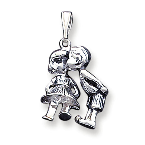 Sterling Silver Antiqued Boy Kissing Girl