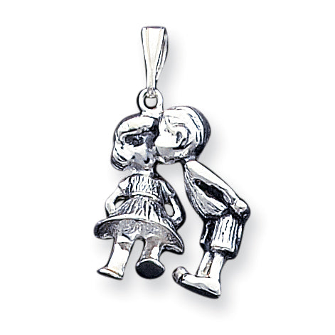 Sterling Silver Antiqued Boy Kissing Girl