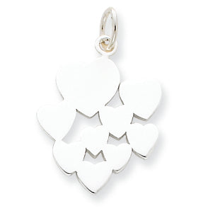 Sterling Silver Heart Cluster Charm