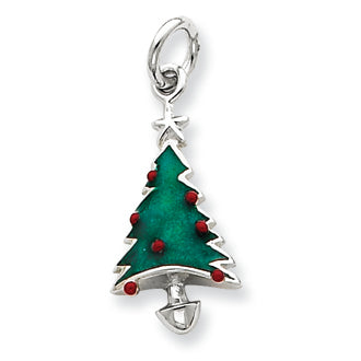 Sterling Silver Enameled Christmas Tree Charm