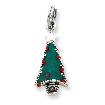 Sterling Silver Enameled Christmas Tree Charm