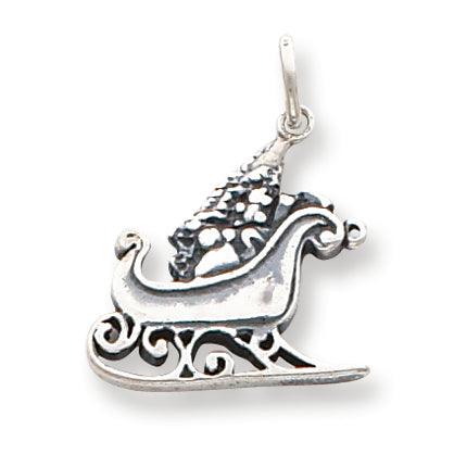 Sterling Silver Antiqued Sleigh Charm