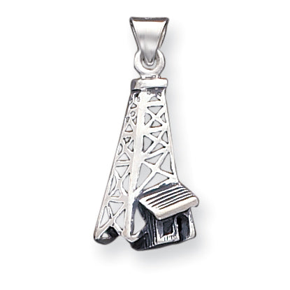 Sterling Silver Antiqued Oil Derrick Pendant