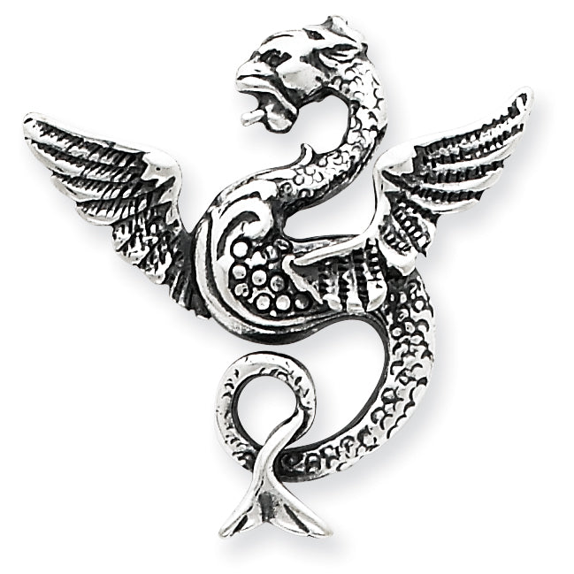 Sterling Silver Antiqued Dragon Charm
