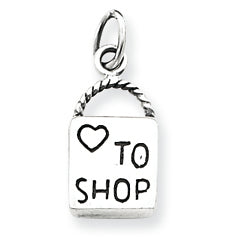 Sterling Silver Antiqued Love to Shop Charm