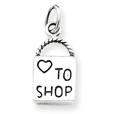 Sterling Silver Antiqued Love to Shop Charm