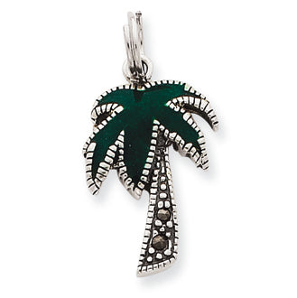 Sterling Silver Green Enameled Palm Tree Charm
