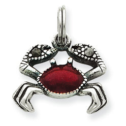 Sterling Silver Enameled Red Crab Charm