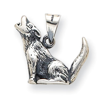 Sterling Silver Antiqued Wolf Charm