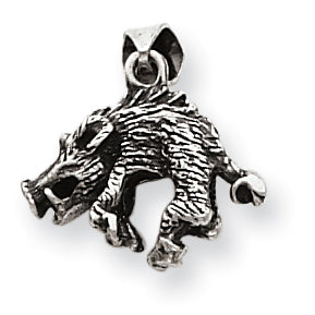 Sterling Silver Antiqued Wild Boar Charm