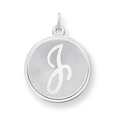 Sterling Silver Brocaded Initial J Charm