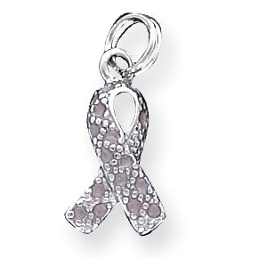 Sterling Silver Enameled Pink Ribbon Charm