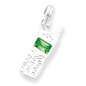 Sterling Silver Green CZ Cellphone Charm