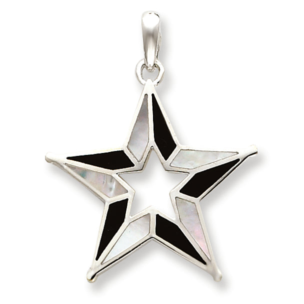 Sterling Silver Enamel & Mother of Pearl Star Pendant