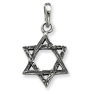 Sterling Silver Antiqued Star of David Charm