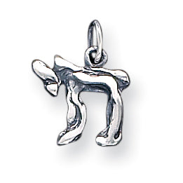 Sterling Silver Antiqued Chai Charm