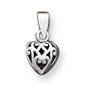 Sterling Silver Antique Puff Heart Charm