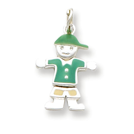 Sterling Silver Enamel Boy Charm